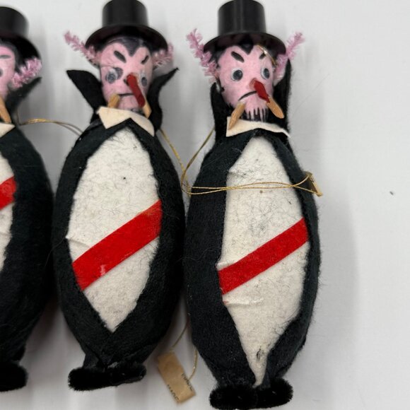 Vampire Dracula Felt Halloween Ornaments 1950-60's Made in Japan 4" Lot of 5 - Picture 3 of 8
